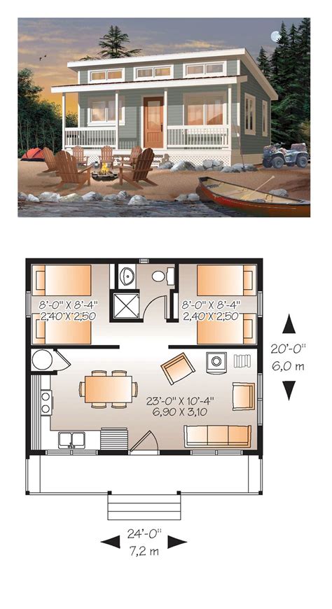 Plan 76166 Tiny Floor Plan Under 500 Sq Ft Has 2 Bedrooms And 1