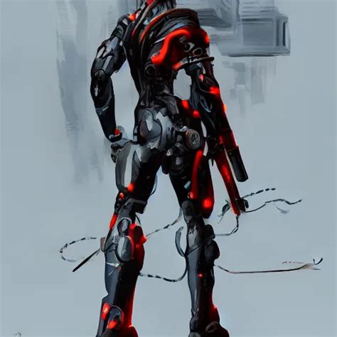 Concept Art Of Cyborg Ninja Dynamic Pose Full Body Stable