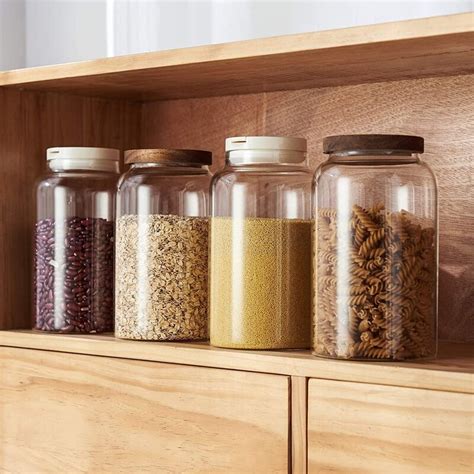 Prep And Savour Glass Jar With Airtight Wooden Lid Cereal Dispenser Food