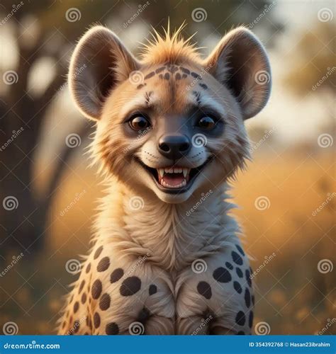 A Happy Hyena Portrait At Golden Hour Savanna Sunset Royalty-Free Stock