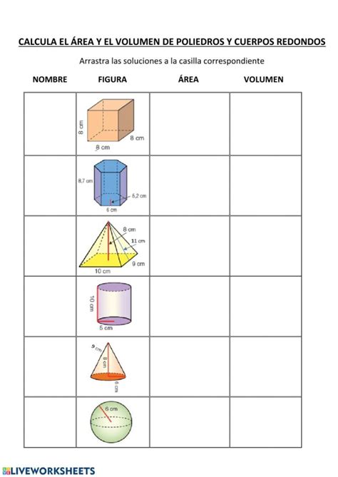 Ejercicios áreas y volúmenes 6 primaria PDF