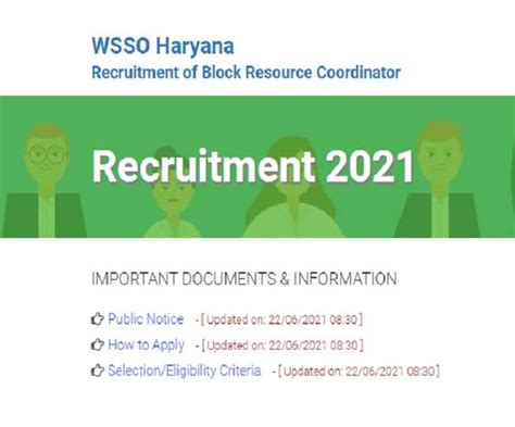 Wsso Haryana Recruitment 2021 यहां हो रही है 27 ब्लॉक रिसोर्स