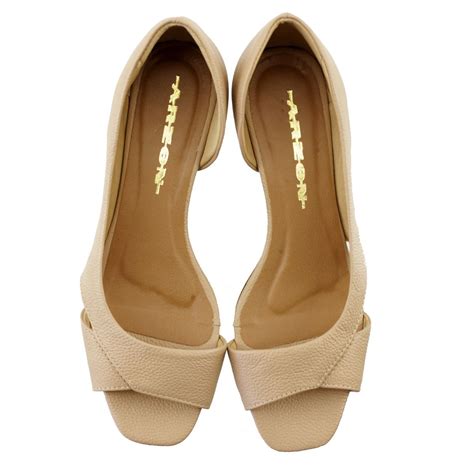 Peep toe de Couro Legítimo Liso Nude