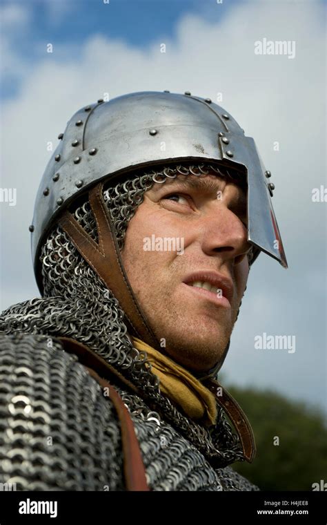 Close Up Of Warrior In A Reenactment Of The 1066 Battle Of Hasting On