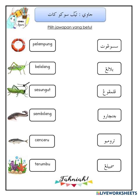 An Arabic Language Worksheet With Pictures Of Different Types Of