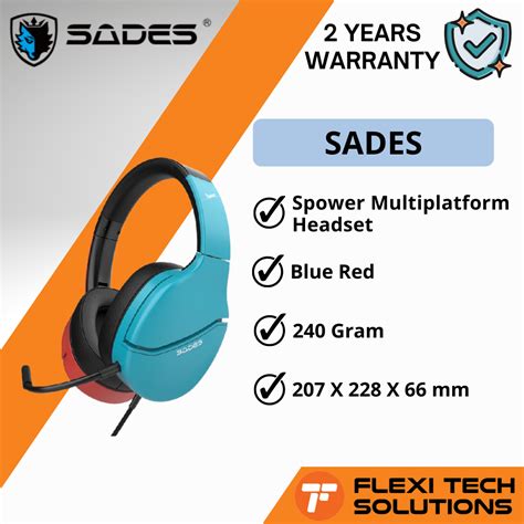 Flexi Tech Sades Spower Multi Platform Gaming Headset 90° Rotated