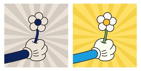 Premium Vector A Cartoon Of A Hand Holding A Bunch Of Flowers