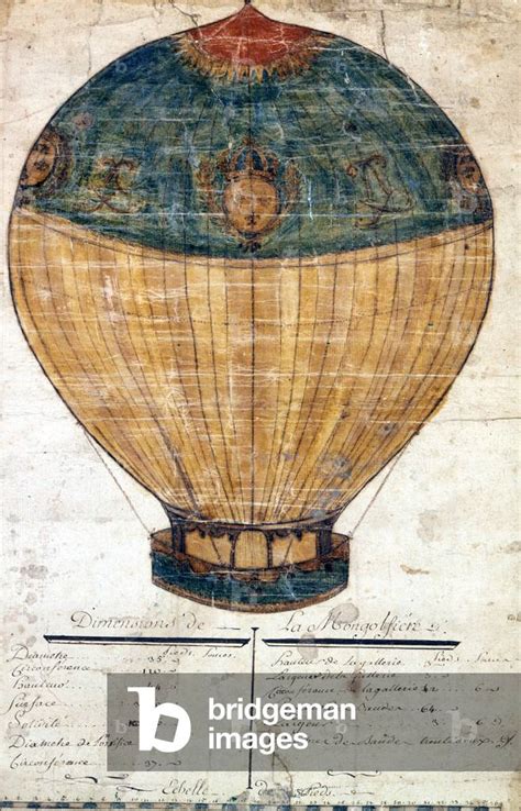 Image Of Hot Air Balloon Of The Montgolfier Brothers Original Drawing 1782 By French School