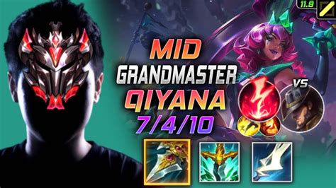 GrandMaster Qiyana MID vs Twisted Fate 천상계 미드 키아나 템트리 룬 자객 감전 LOL