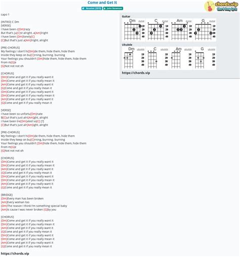 Chord: Come and Get It - tab, song lyric, sheet, guitar, ukulele ...