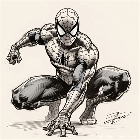 spiderman pencil sketch stable diffusion