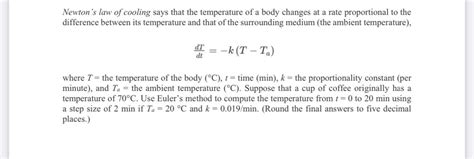 Answered Newtons Law Of Cooling Says That The… Bartleby