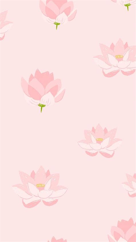 Pink Lotus Floral Pattern Wallpaper