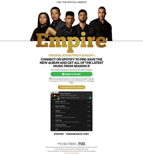 Empire Soundtrack Pre-Save to Spotify Campaign – Metablocks