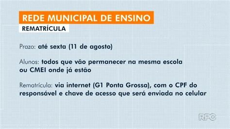 Prazo para rematrícula em CMEIs e escolas municipais de Ponta Grossa