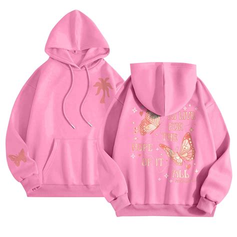 Pink Palm Puff Hoodie For Women Men 2024 Pink Graphic Hoodie Cute Preppy Sweatshirt Long Sleeve