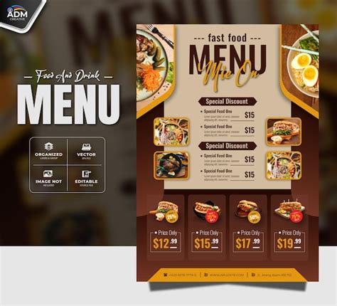 premium vector food  drink special menu template