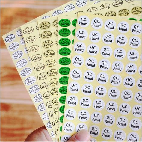 15 Sheets QC Passed Stickers Oval Shape Waterproof Adhesive Labels Qc