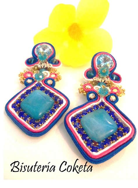 Zarcillos Elaborados En Hilo De Soutache Cristales Swarovski Cristal