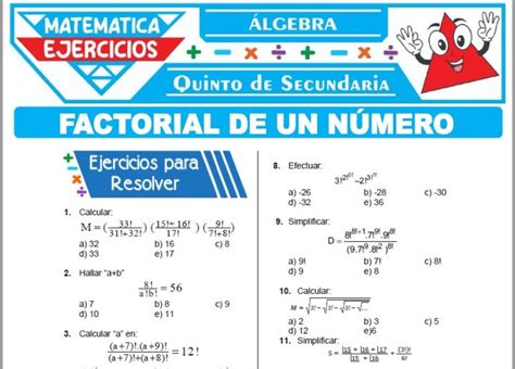 Ejercicios De Factorial De Un N Mero Para Quinto De Secundaria