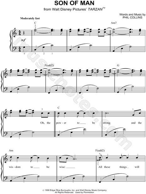 Son of Man - Tarzan | Sheet music, Easy piano, Piano songs