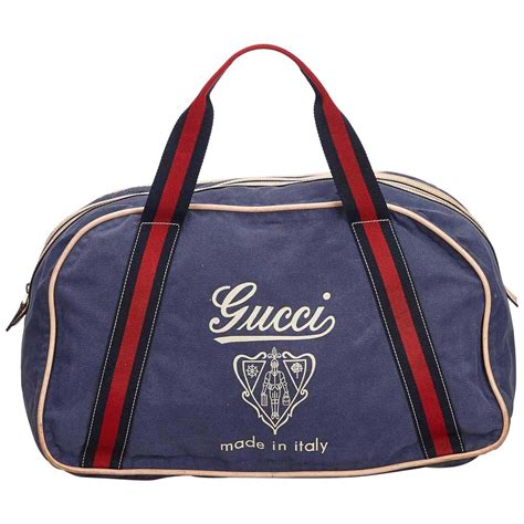 Gucci Blue Nylon Logo Duffel Bag at 1stDibs