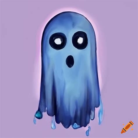 Navy Blue Ink Ghost Drawing With Pastel Elements On Craiyon