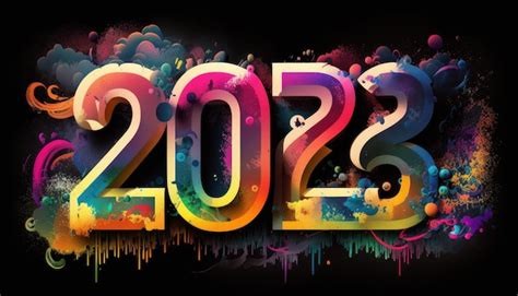 Inscripción colorida de 2023 que simboliza el comienzo de un nuevo año