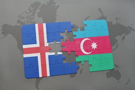 Desconcierte Con La Bandera Nacional De Islandia Y De Azerbaijan En Un