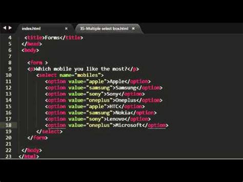 Html Tutorials Multiple Select Box Youtube