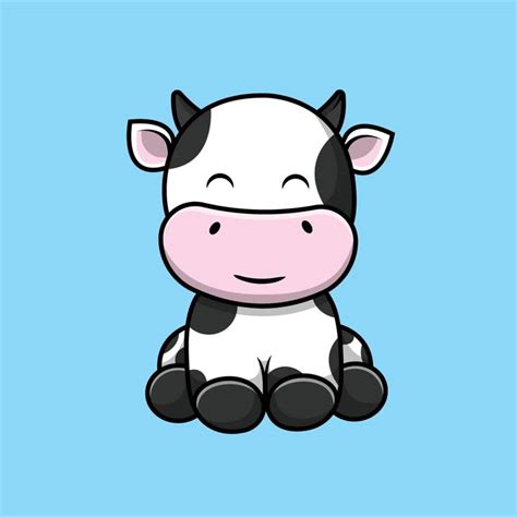 A Cartoon Cow Sitting Down With Its Eyes Closed