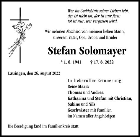 Traueranzeigen Von Stefan Solomayer Augsburger Allgemeine Zeitung