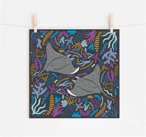 Manta Ray Print Bea Baranowska Illustration