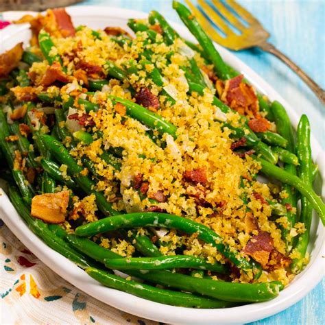 Green Beans With Bacon Breadcrumbs Spicy Southern Kitchen