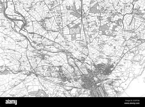 Map Of Monmouthshire Sheet 037 Ordnance Survey 1884 1887 Stock Photo