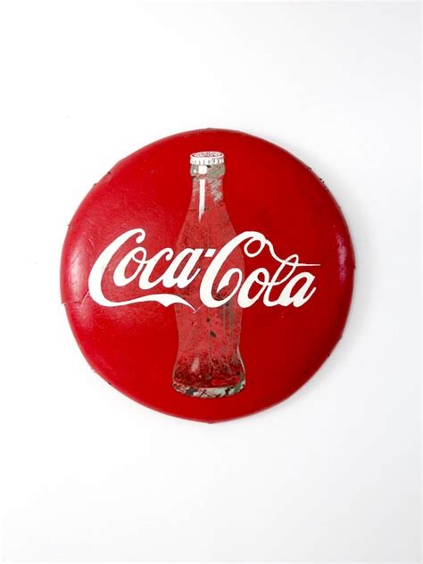 Vintage Coca-cola Sign Large Metal Coke Button Sign | Etsy