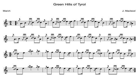 Green Hills Of Tyrol Bagpipe Sheet Music Bagpipe Sheet Music