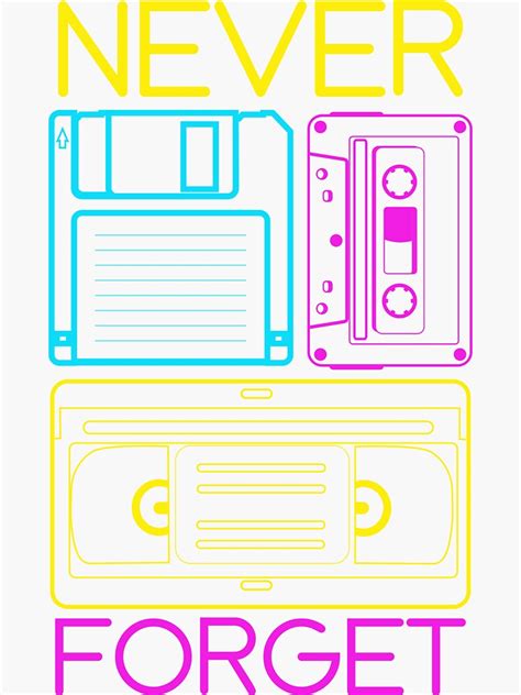 Never Forget Vhs Floppy Disc And Cassette Tapes Ts Print Sticker By Lisbob Redbubble