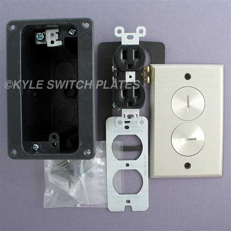 Floor Mounted Tamper Resistant Electrical Outlet & Nickel Cover Plate