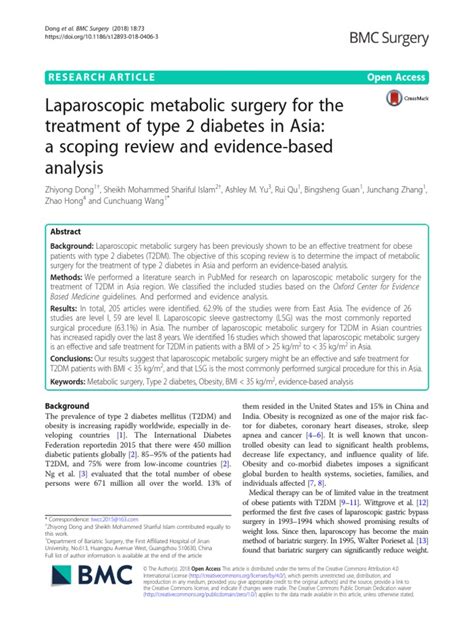 Laparoscopic Metabolic Surgery For The Treatment Of Type 2 Diabetes In