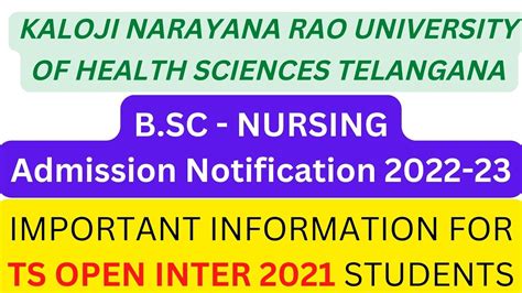 Knruhs Bsc Nursing Admission Notification 2022 2023 Kaloji Narayana