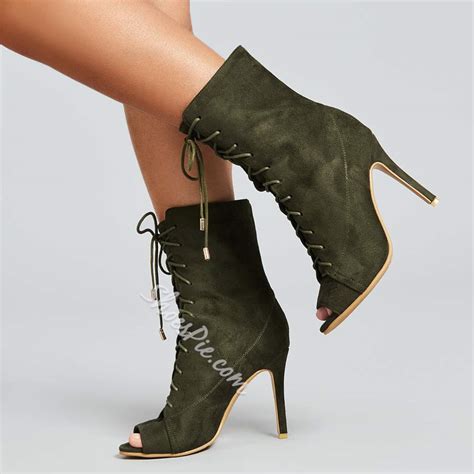 Shoespie Peep Toe Cross Strap Stiletto Heel Ankle Boots