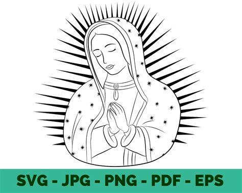 Virgen De Guadalupe Svg Png File Virgen Stamp White Virgin Mary Svg