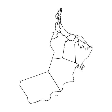 Outline Sketch Map Of Oman With States And Cities Vector Art