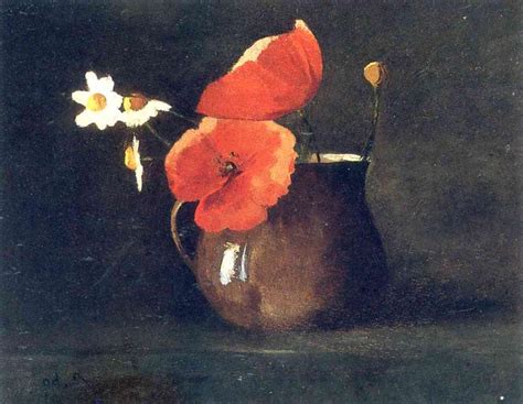 Museum Art Reproductions Flowers In Green Vase By Odilon Redon