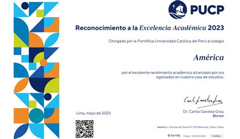 Reconocimiento a la Excelencia Académica 2023 Colegio América del