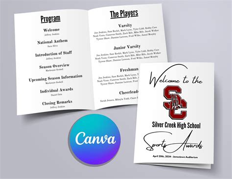 Sports Award Banquet Program Template Editable Football Softball