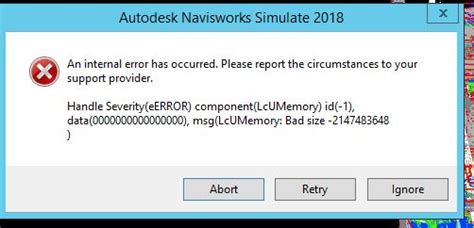 An Internal Error Has Occurred While Saving To NWD File In Navisworks