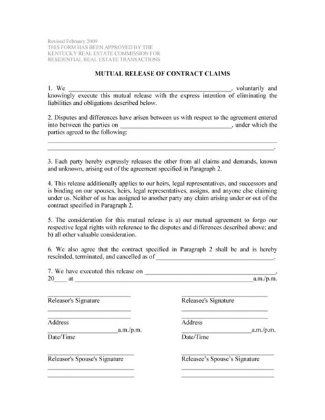 Termination And Mutual Release Agreement 45 Useful Rescission