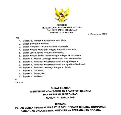 Kementerian Pendayagunaan Aparatur Negara Dan Reformasi Birokrasi Perkuat Bela Negara Asn